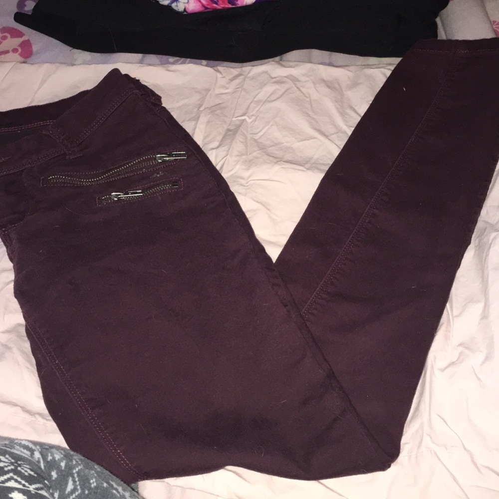 Maroon skinny jeans